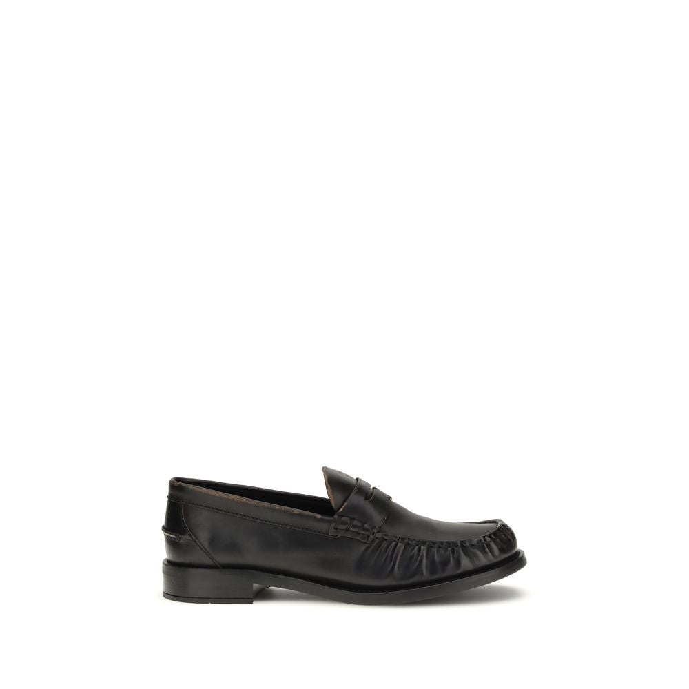 Prada Black Calf Leather Bos Taurus Slip-On Loafers – Visamoda display picture 1