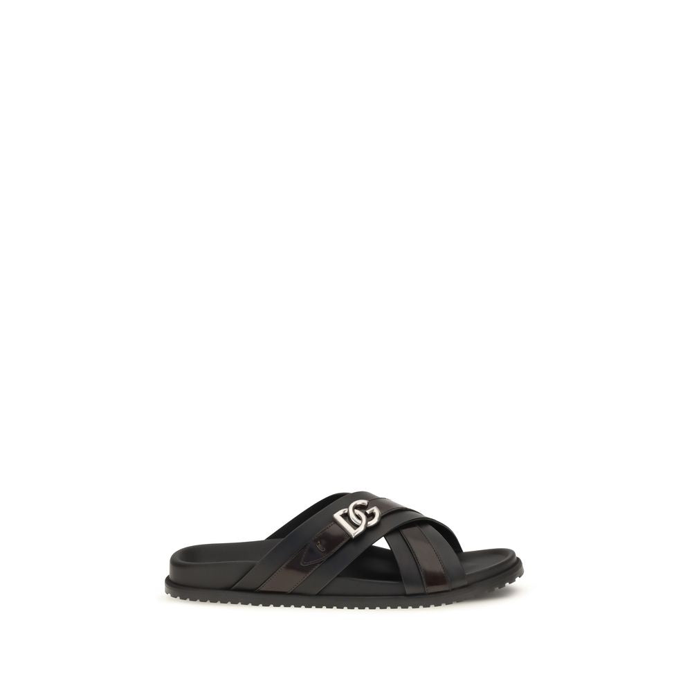Dolce & Gabbana Black Calf Leather Bos Taurus Sandals – Visamoda