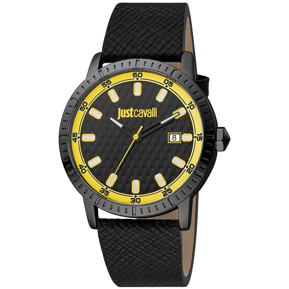 Just Cavalli Black Leather Dress Watch – Visamoda
