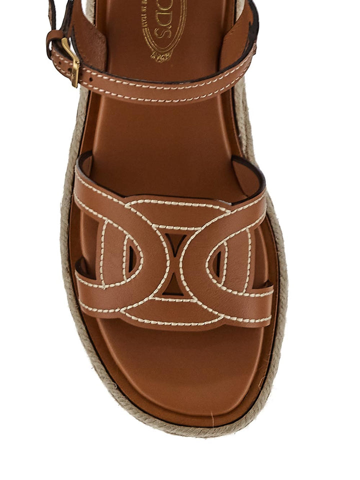 Tod'S Kate Wedge Sandals In Leather