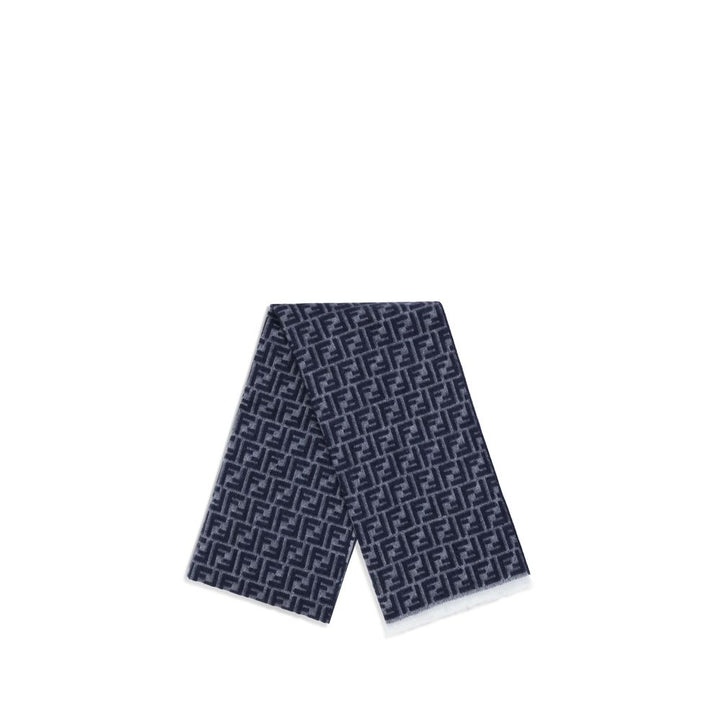 Fendi Blue Fleece Wool Scarf