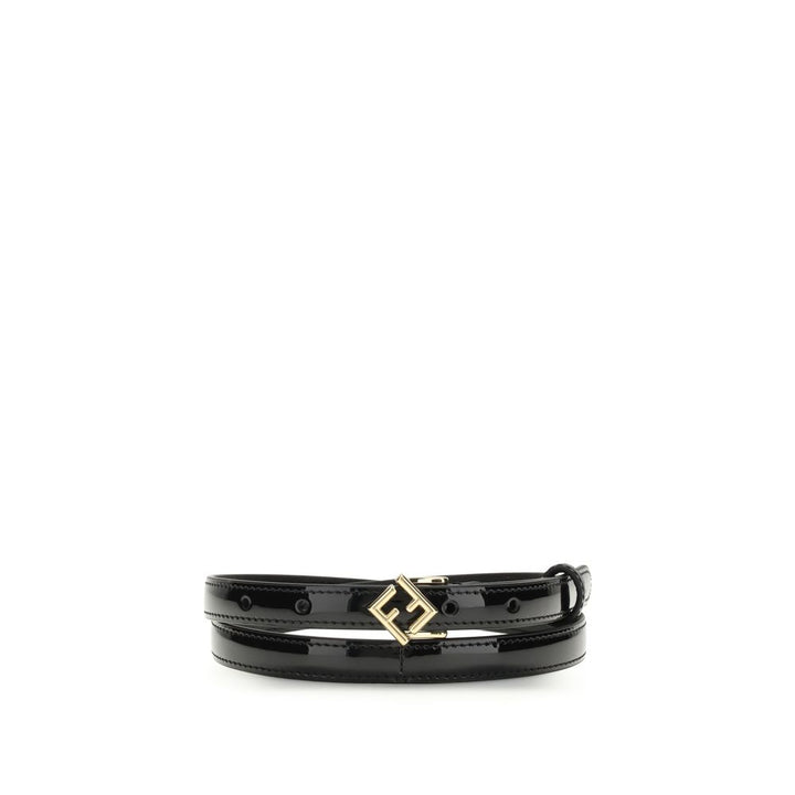 Fendi Black Calf Leather Bos Taurus Thin Belt