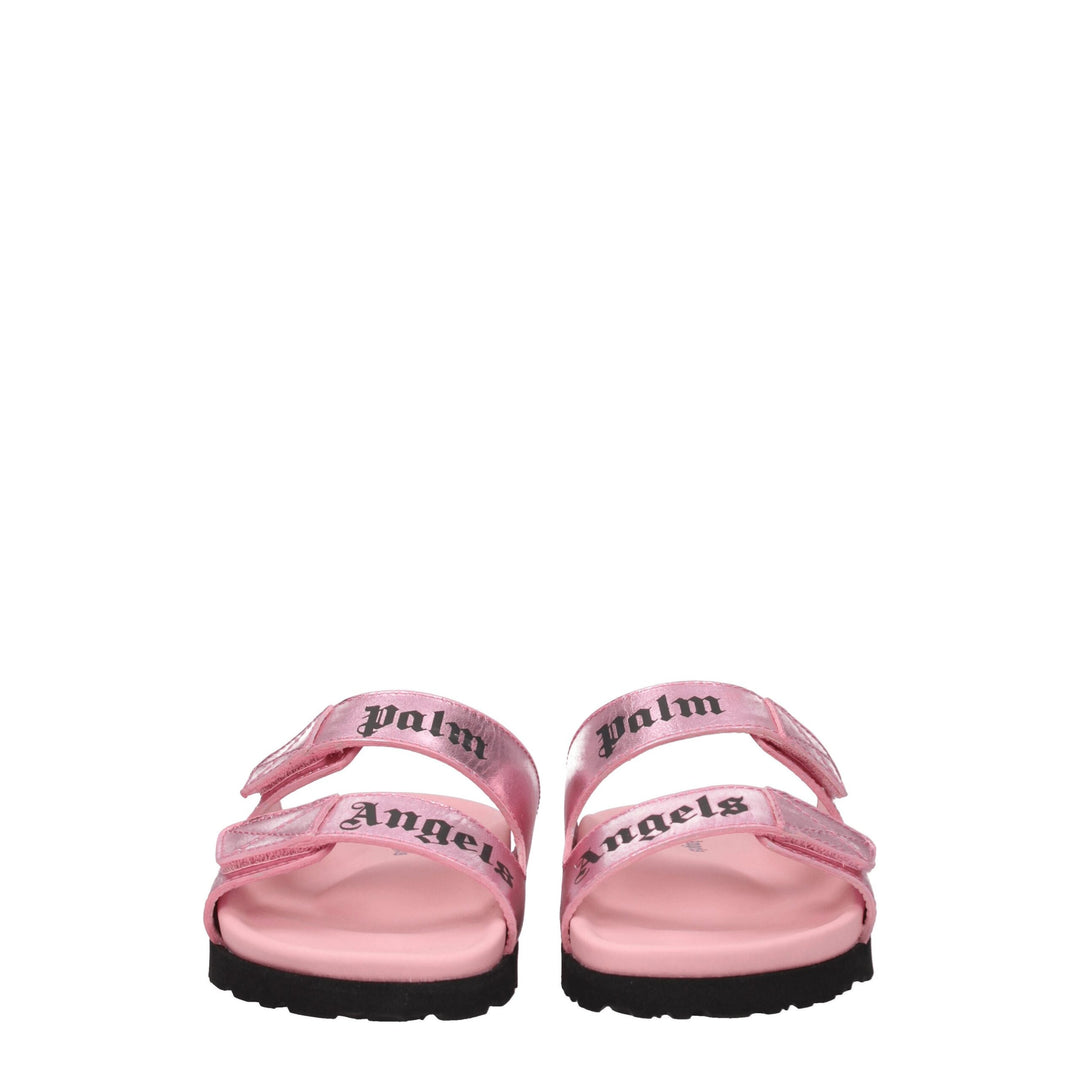 Palm Angels Pink Leather Slippers