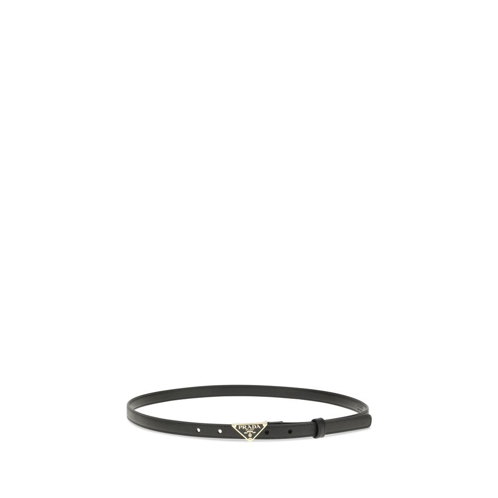 Prada Black Calf Leather Bos Taurus Thin Belt