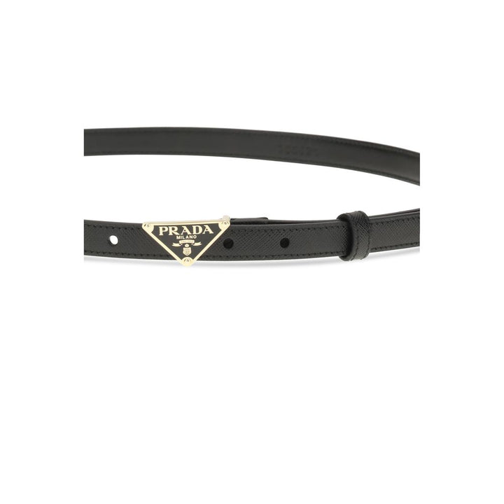 Prada Black Calf Leather Bos Taurus Thin Belt
