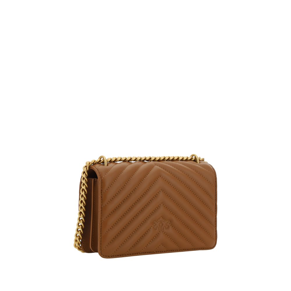 PINKO Brown Calf Leather Bos Taurus Shoulder Bag