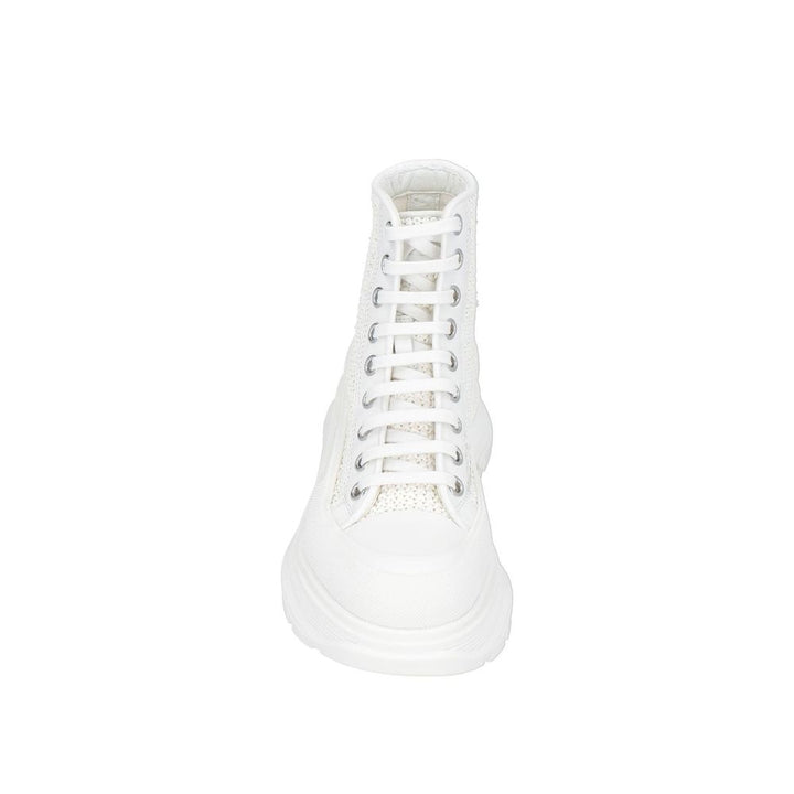 Alexander McQueen White Raffia High Top Sneakers