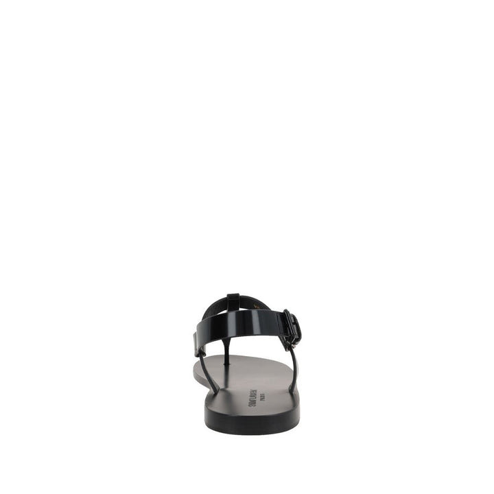 Saint Laurent Black Calfskin Flat Sandals