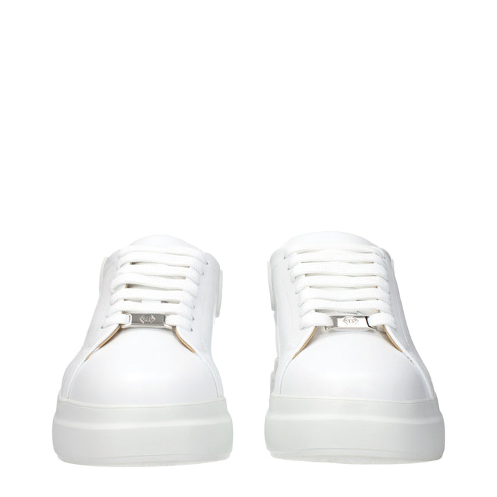 Philipp Plein White Leather Low Top Sneakers