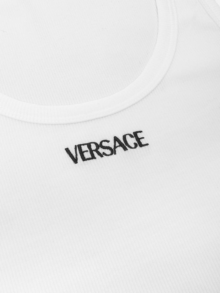 Versace Logo Ribbed Tank Top