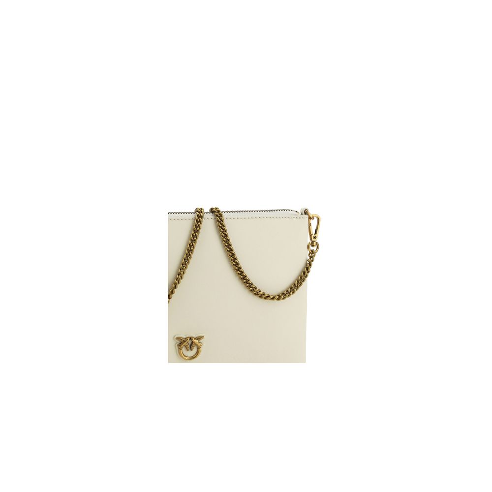 PINKO Cream Calf Leather Bos Taurus Shoulder Bag