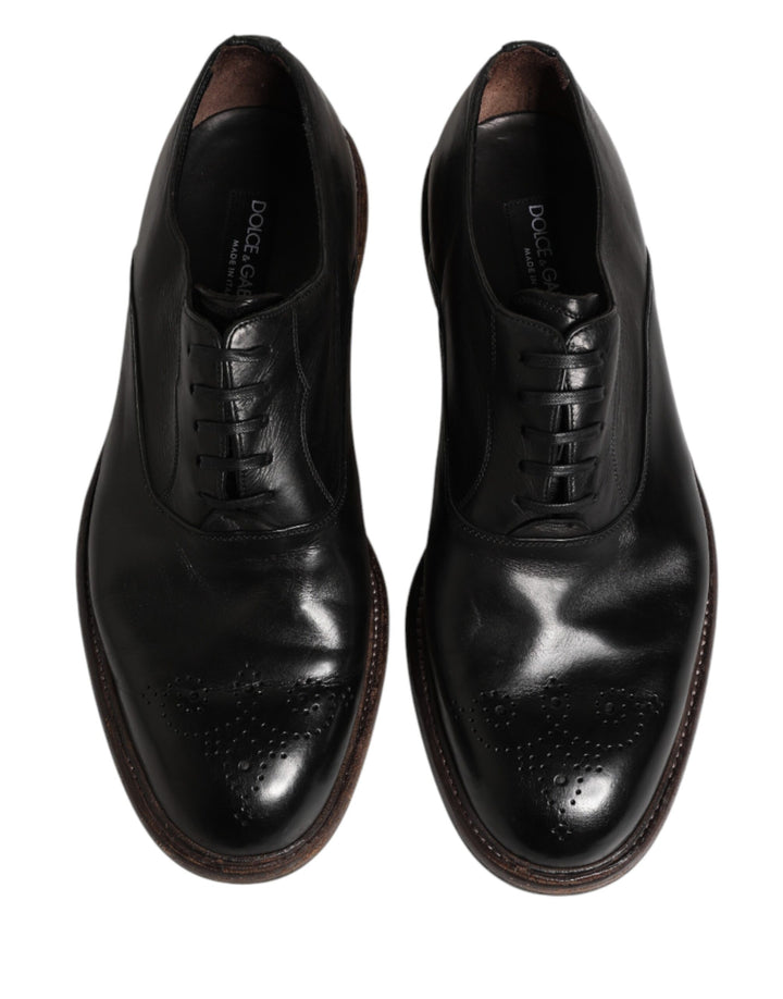 Dolce & Gabbana Black Calfskin Leather Oxford Dress Shoes