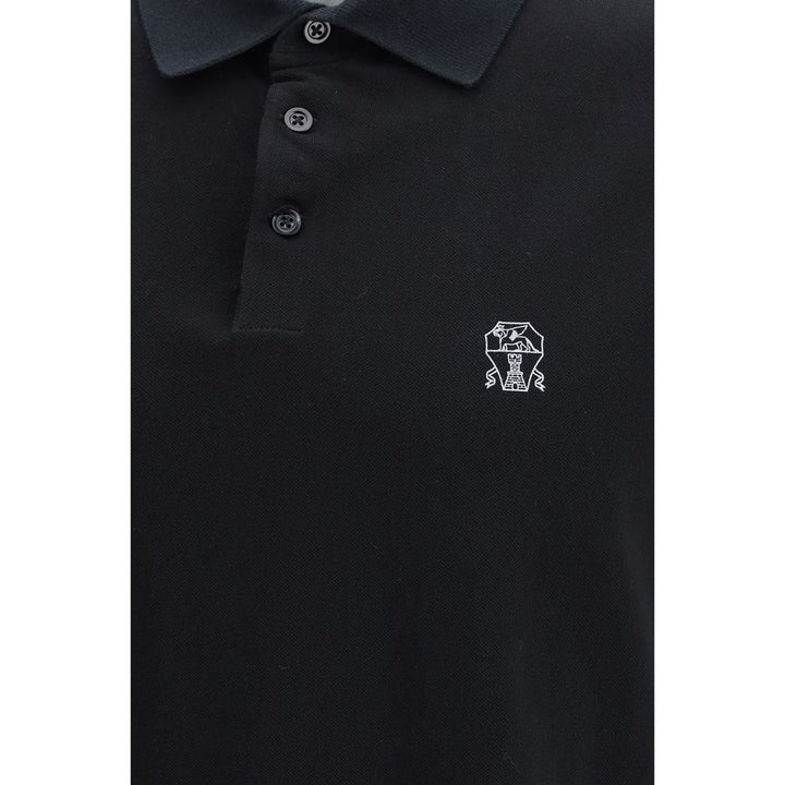 Brunello Cucinelli Black Cotton Polo Shirt