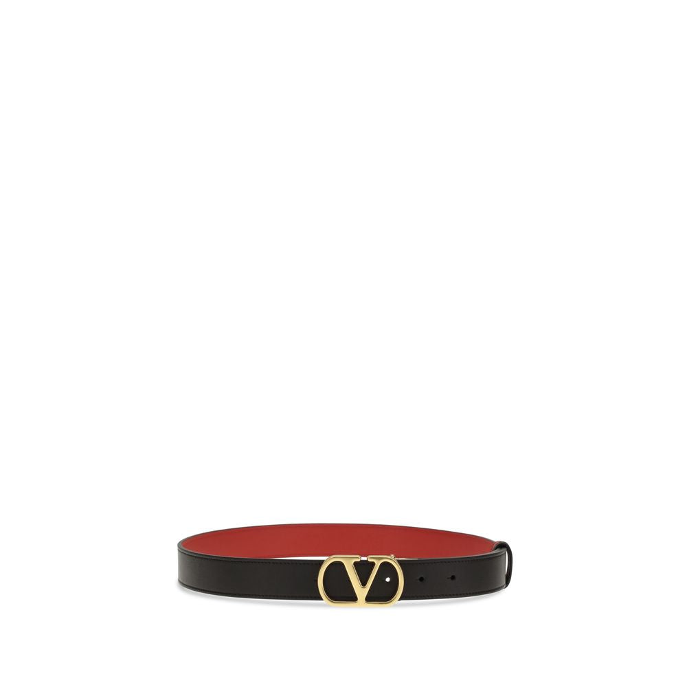 Valentino Garavani Black Calf Leather Bos Taurus Belt