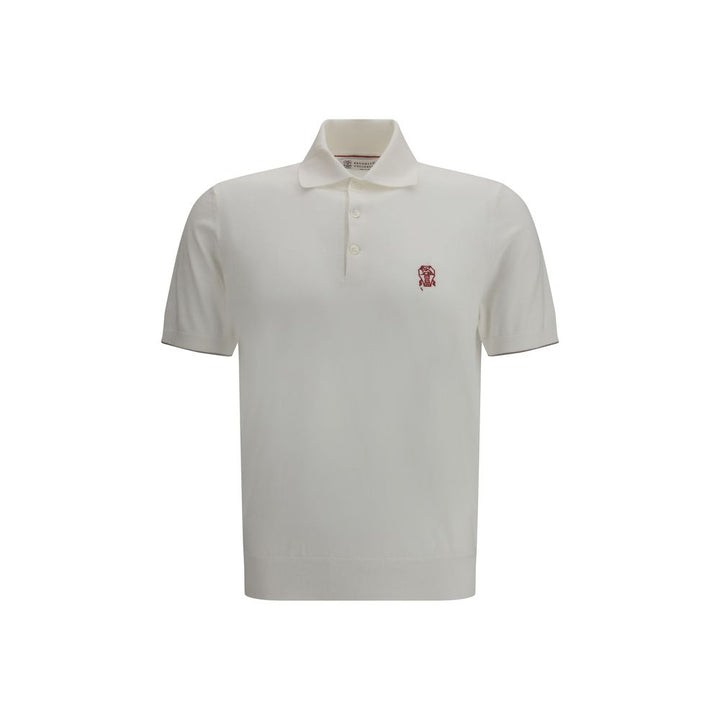 Brunello Cucinelli White Cotton Polo Shirt