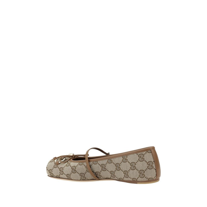 Gucci Brown Calf Leather Bos Taurus Ballet Flats