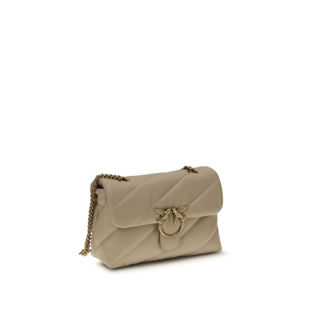 PINKO Beige Calf Leather Bos Taurus Shoulder Bag