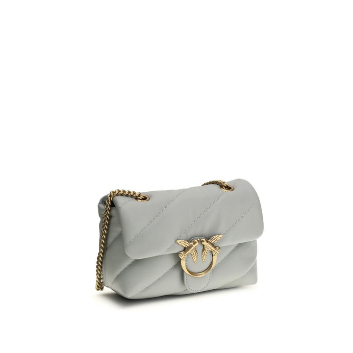 PINKO Gray Calf Leather Bos Taurus Shoulder Bag