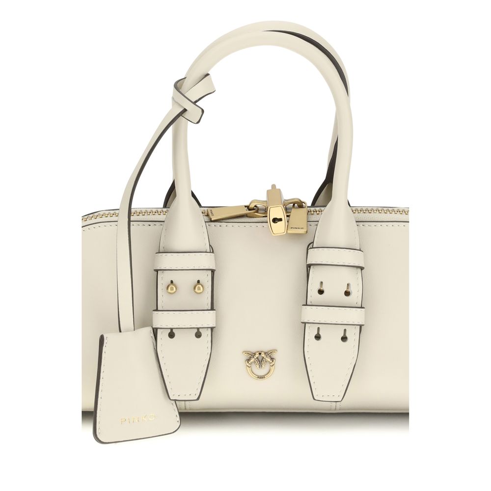 PINKO White Calf Leather Bos Taurus Shoulder Bag