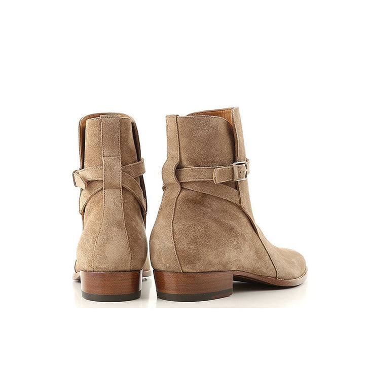 Saint Laurent Beige Calfskin Ankle Boots