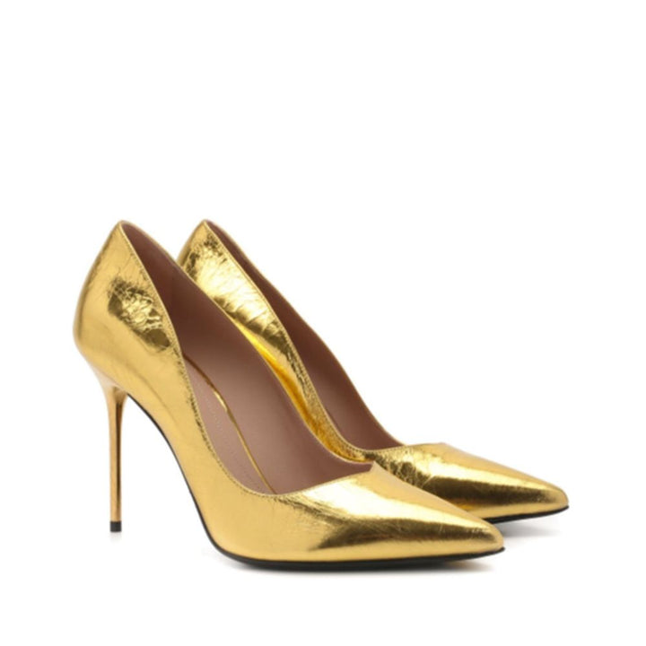 Balmain Gold Calfskin Pumps