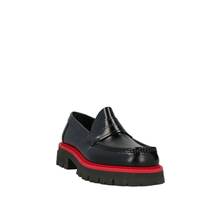 Salvatore Ferragamo Black Leather Platform Loafers