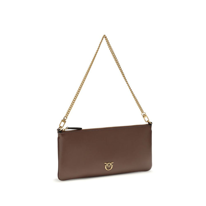 PINKO Brown Calf Leather Bos Taurus Shoulder Bag