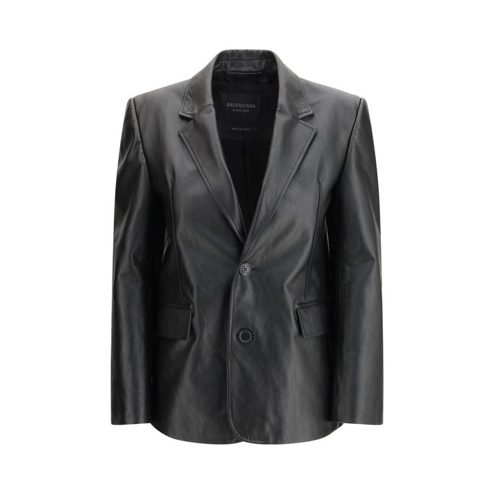 Balenciaga Black Calf Leather Bos Taurus Leather Jacket