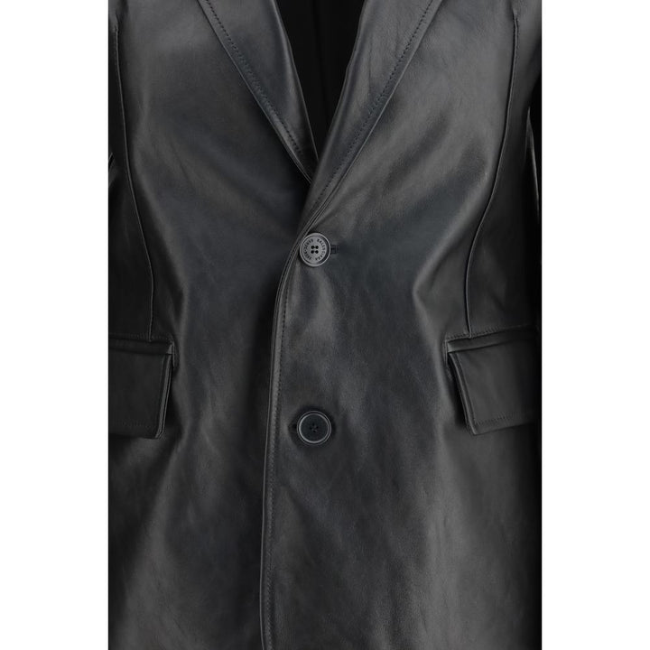 Balenciaga Black Calf Leather Bos Taurus Leather Jacket