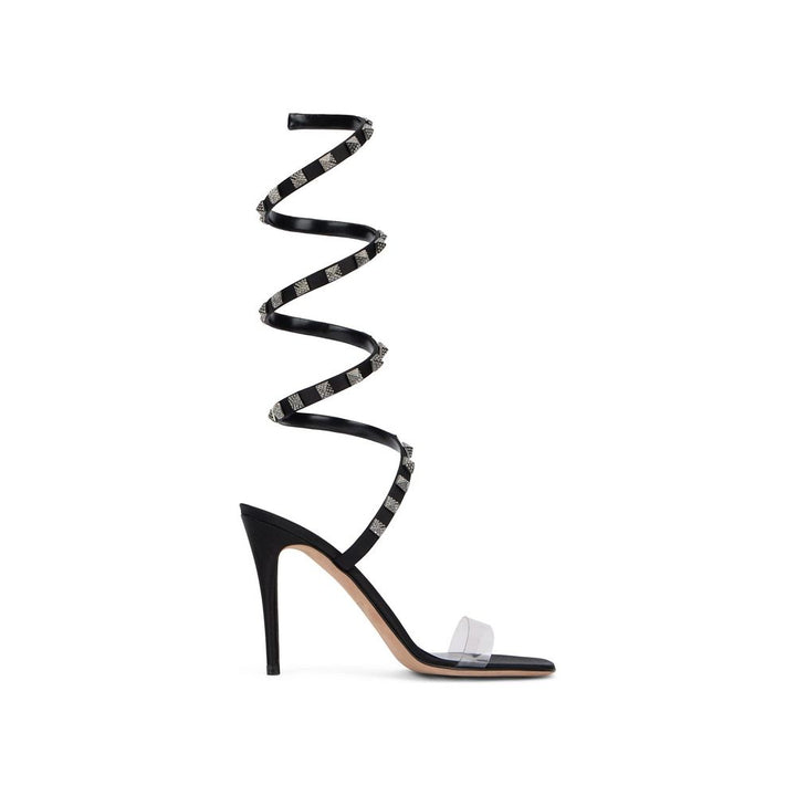 Valentino Garavani Black Lamb Leather Stiletto Heel Sandals