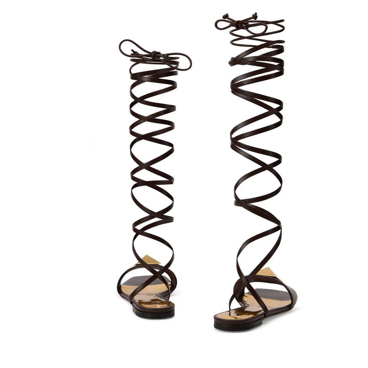 Valentino Garavani Brown Leather Strap-On Sandals