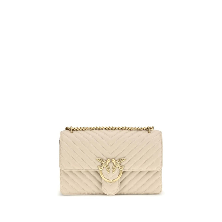 PINKO Beige Calf Leather Bos Taurus Shoulder Bag