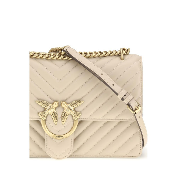 PINKO Beige Calf Leather Bos Taurus Shoulder Bag