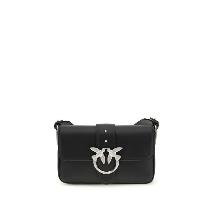 PINKO Black Calf Leather Bos Taurus Shoulder Bag