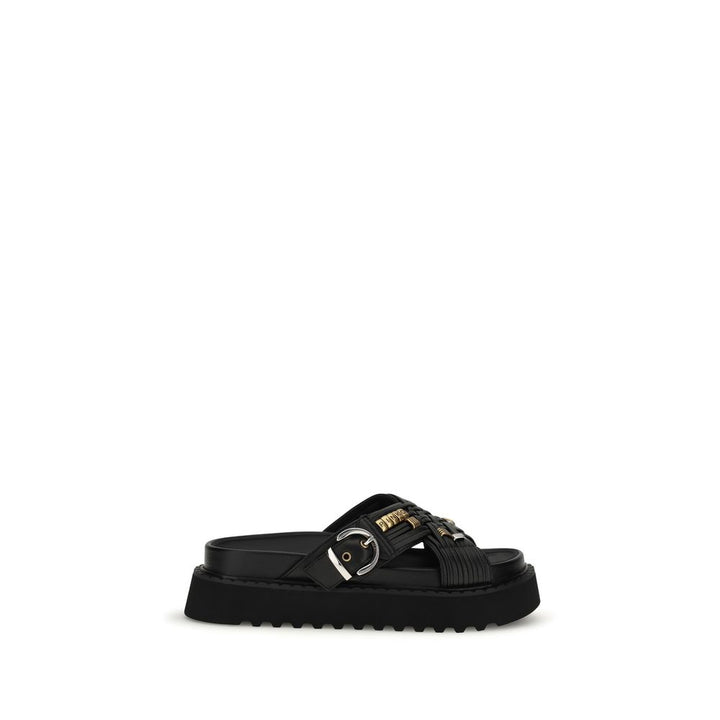 PINKO Black Goatskin Platform Sandals