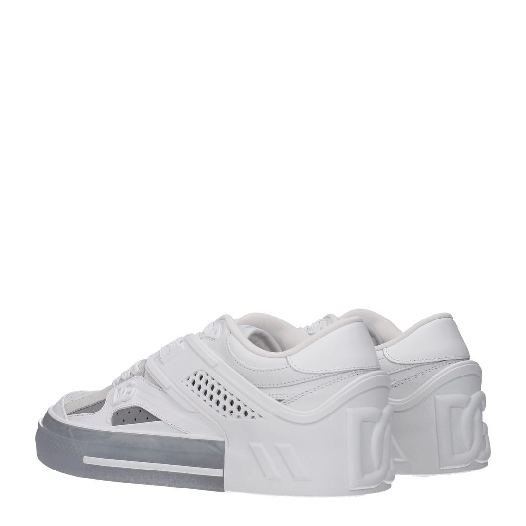 Dolce & Gabbana White Leather Low Top Sneakers