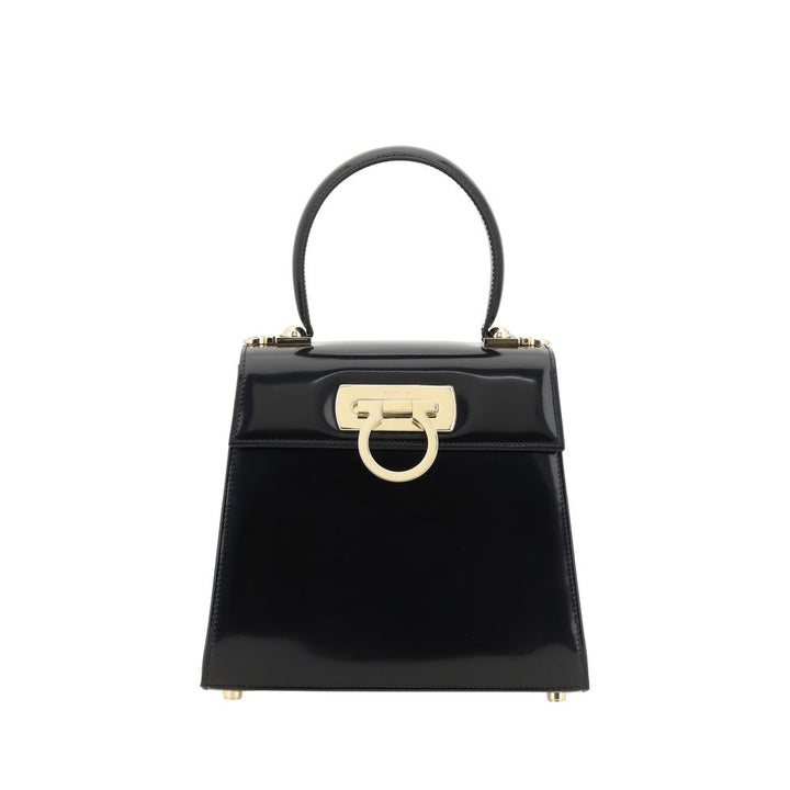 Ferragamo Black Calf Leather Bos Taurus Handbag