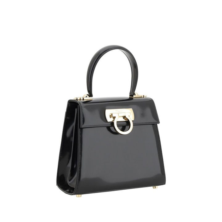 Ferragamo Black Calf Leather Bos Taurus Handbag
