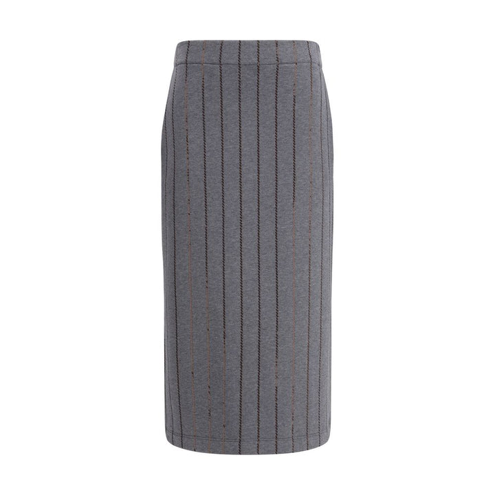 Brunello Cucinelli Gray Cotton Midi Skirt