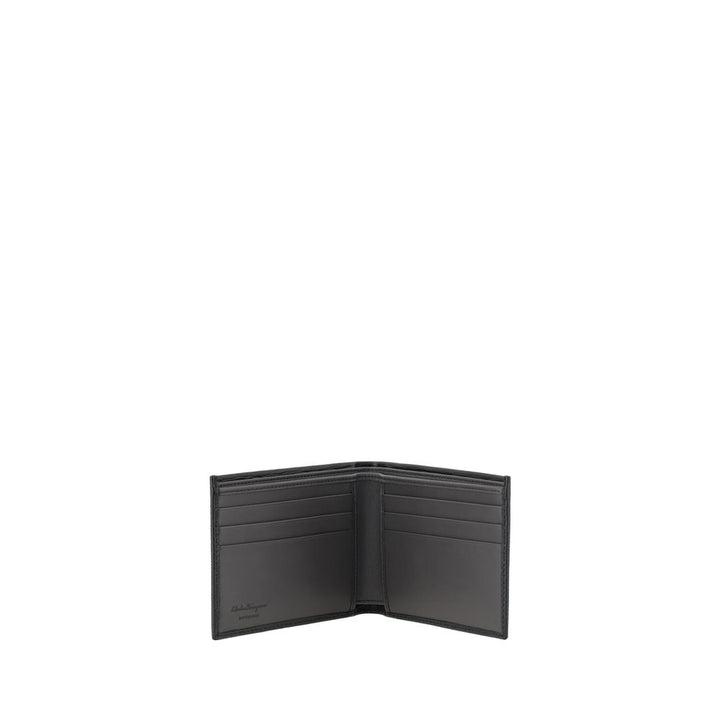 Ferragamo Black Calf Leather Bos Taurus Wallet
