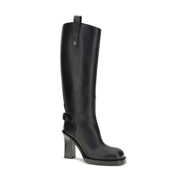 Burberry Black Calf Leather Bos Taurus High Heel Boots