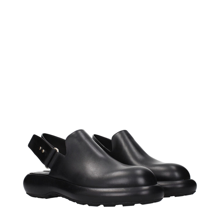 Jil Sander Black Leather Clogs