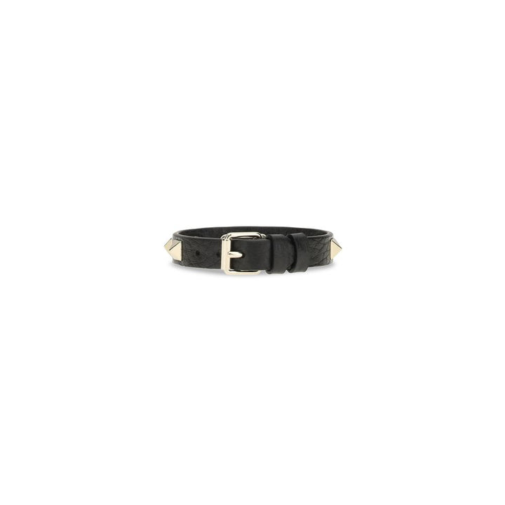 Valentino Garavani Black Calf Leather Bos Taurus Bracelet