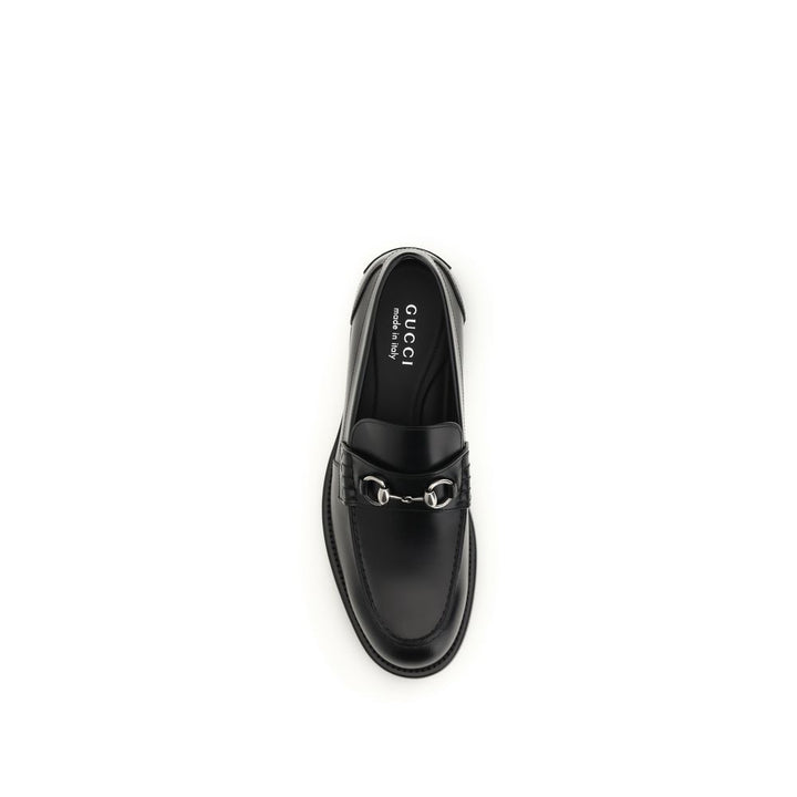 Gucci Black Calf Leather Bos Taurus Slip-On Loafers