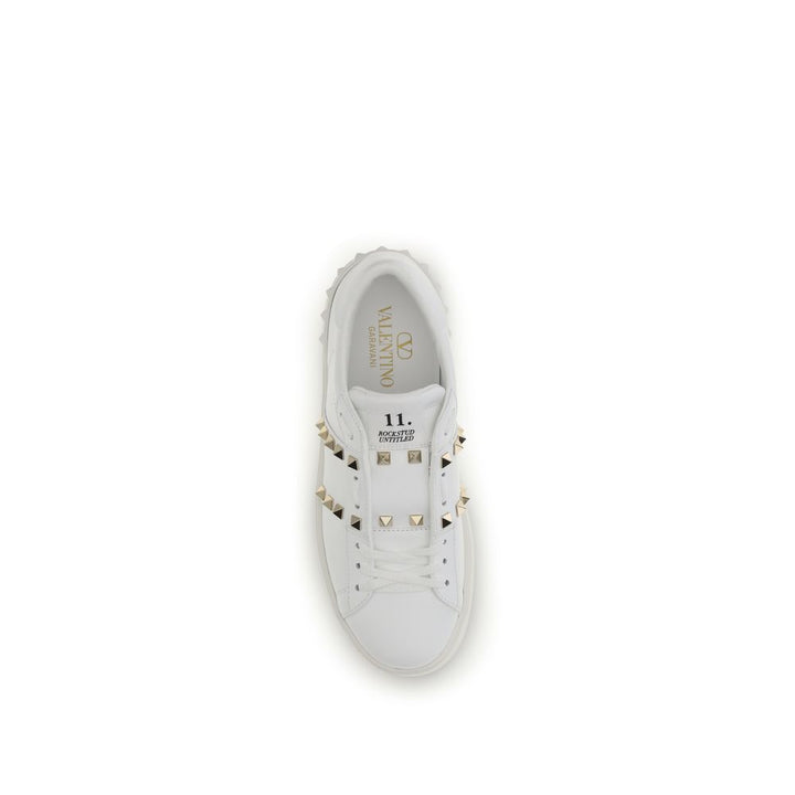 Valentino Garavani White Calf Leather Bos Taurus Platform Sneakers