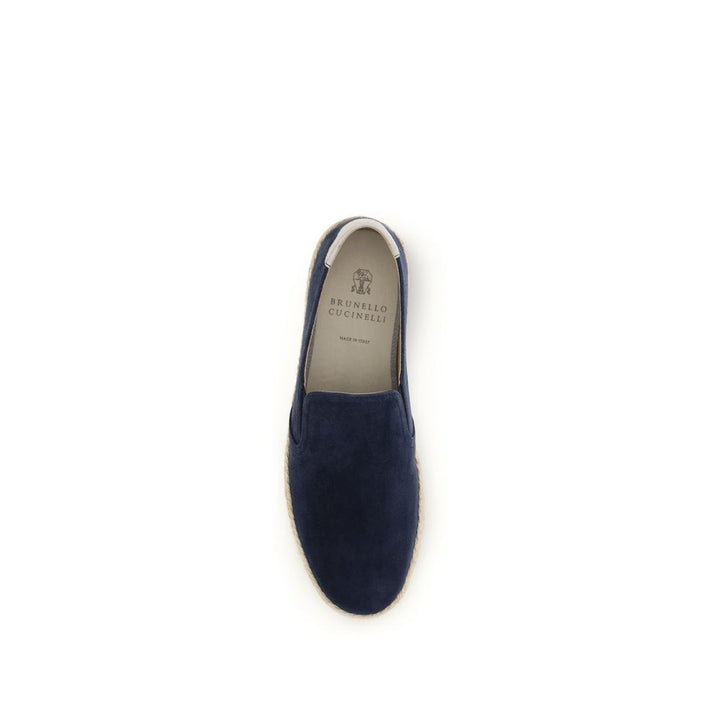 Brunello Cucinelli Blue Calf Leather Bos Taurus Espadrilles
