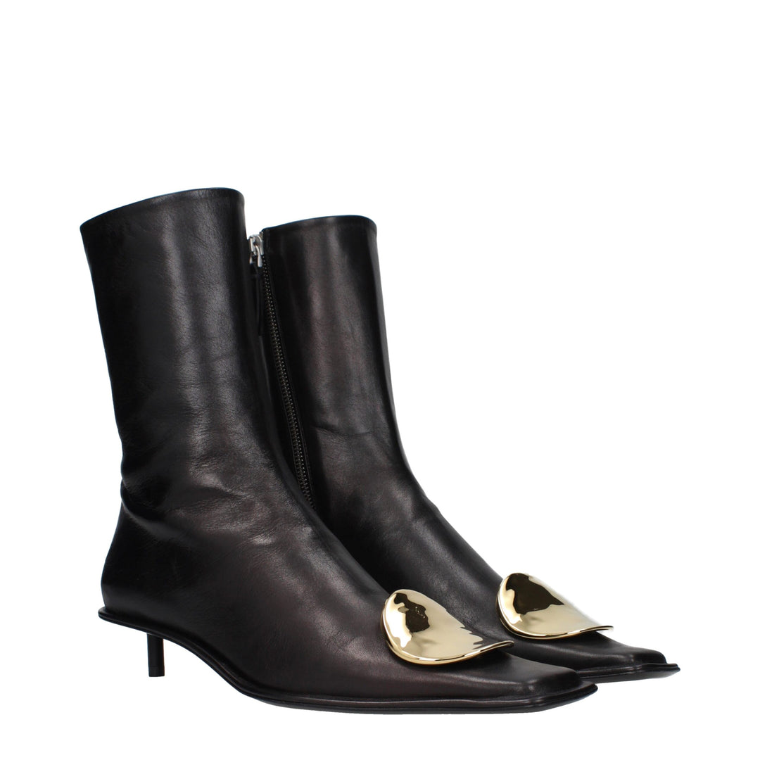 Jil Sander Black Leather Ankle Boots