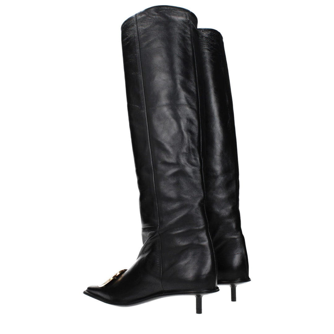 Jil Sander Black Leather Ankle Boots