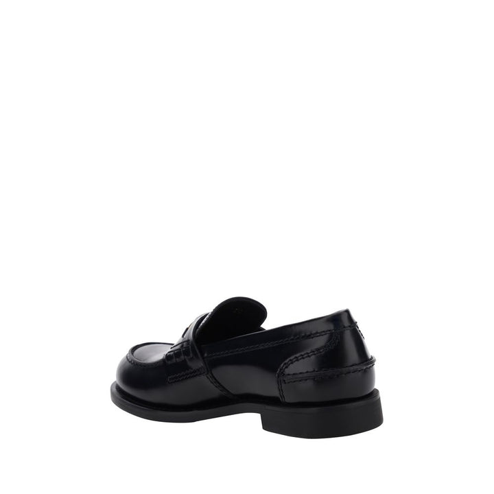 Miu Miu Black Calf Leather Bos Taurus Slip-On Loafers