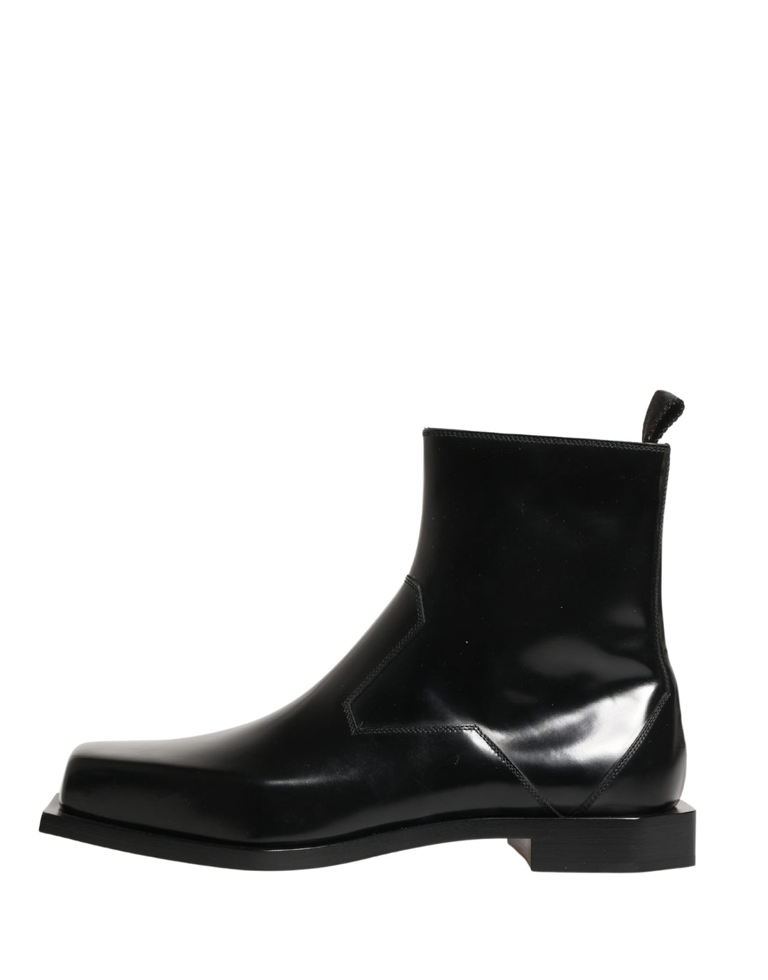 Dolce & Gabbana Black Leather Zip Closure Ankle Boots Shoes